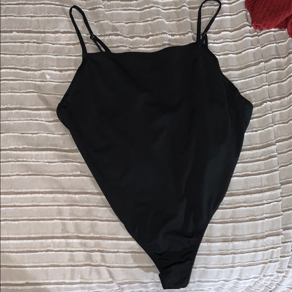Black satin body suit